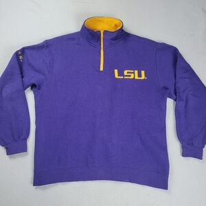 e5 LSU Tigers Sweatshirt Men's Size XL Purple 1/4 Zip Pullover College Vintage
